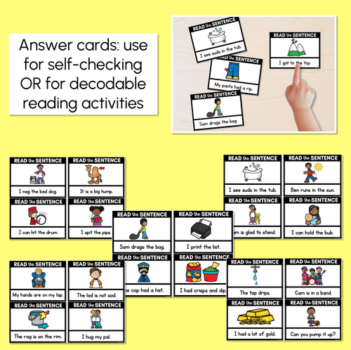 Resource preview 3 for CVC Word Decodable Sentences - Read and Match Set 2 - Kindergarten Phonics