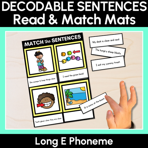 Resource preview 1 for Long Vowel E Decodable Sentences Mats - Read & Match