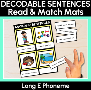 Long Vowel E Decodable Sentences Mats - Read & Match