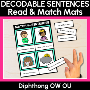 OW Diphthong Decodable Sentence Mats - Read & Match