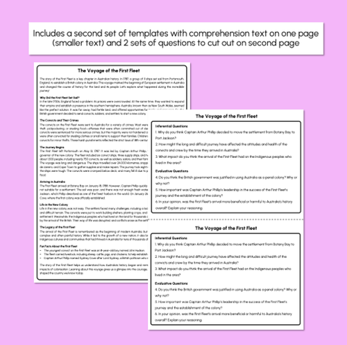 Resource preview 5 for Year 5 & 6 Fluency Texts & Comprehension Questions - Australian History & Government