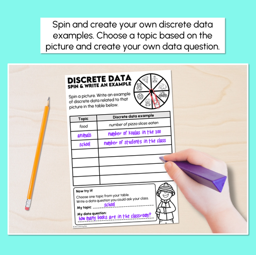 Resource preview 2 for Discrete Data - Spin & Write Worksheets