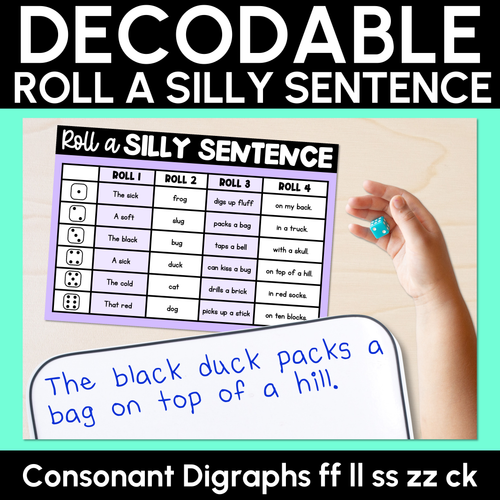 Resource preview 10 for Roll a Silly Sentence CVC/CCVC Words, Consonant Digraphs & Long Vowel Bundle