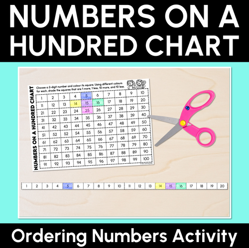 Resource preview 1 for Numbers on a Hundred Chart - Ordering Numbers Cut and Paste Activity