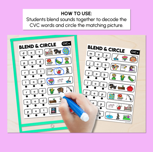 Resource preview 2 for Blend & Circle - CVC O Words Blending Mats