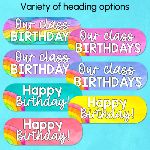 Resource preview 5 for Classroom Birthdays Display - The Kutopia Collection - Watercolour Rainbow Critters
