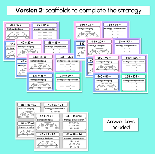 Resource preview 4 for Strategy Practice - Bridging & Compensation - Addition Task Cards