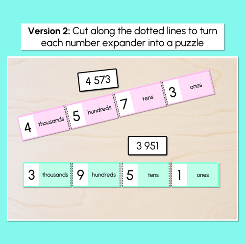 Resource preview 3 for Number Expander Matching Task Cards - Place Value with 4-Digit Numbers