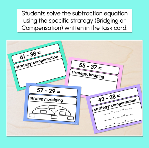 Resource preview 2 for Strategy Practice - Bridging & Compensation - Subtraction Task Cards
