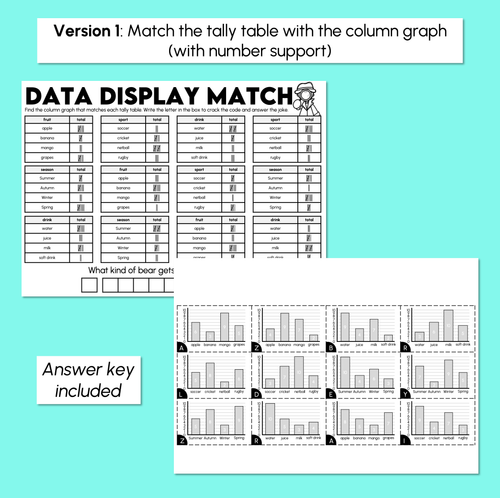 Resource preview 3 for Data Display Match - Representing Data Worksheets