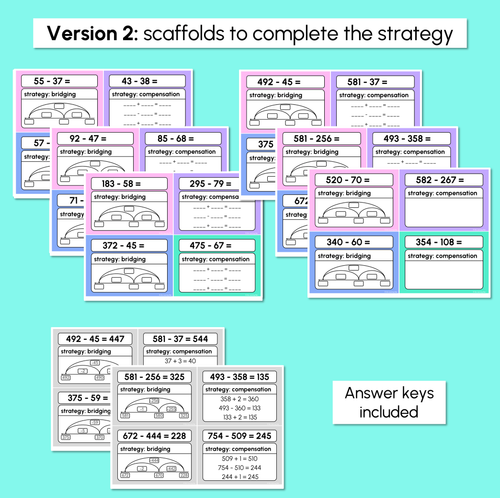 Resource preview 4 for Strategy Practice - Bridging & Compensation - Subtraction Task Cards