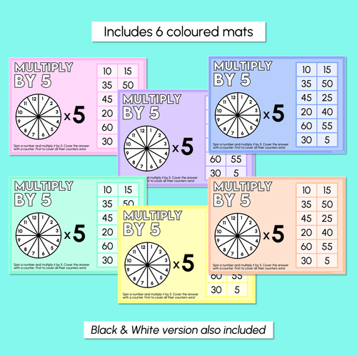 Resource preview 3 for Multiply By - Multiples of 5 - Multiplication Spinner Mats