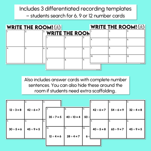 Resource preview 3 for Write the Room - Missing Numbers in Division