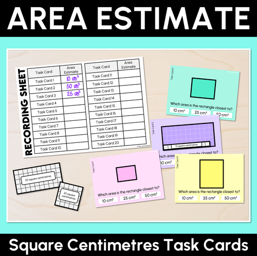 Resource preview 1 for Area Estimate – Square Centimetres Task Cards
