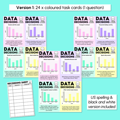 Resource preview 3 for Using Data to Make Decisions - Task Cards