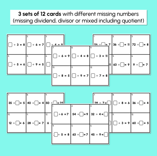 Resource preview 4 for Write the Room - Missing Numbers in Division