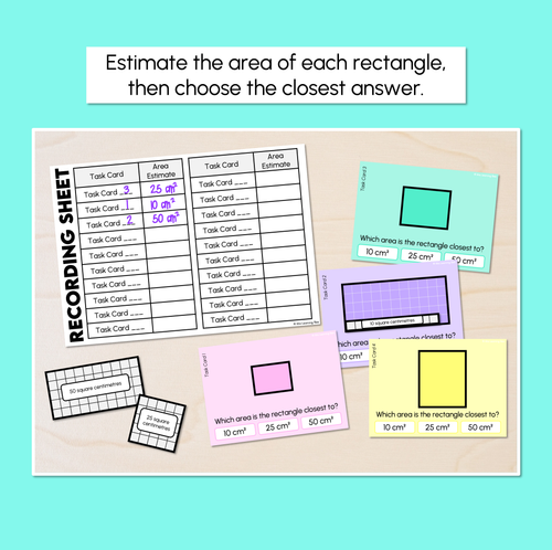 Resource preview 2 for Area Estimate – Square Centimetres Task Cards