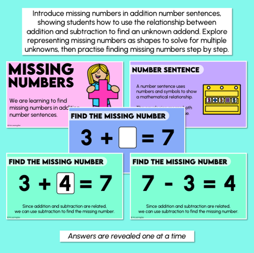 Resource preview 2 for Missing Numbers - 3-Digit Addition Problems - Teaching Slides