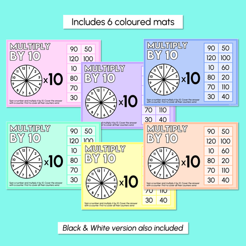 Resource preview 3 for Multiply By - Multiples of 10 - Multiplication Spinner Mats