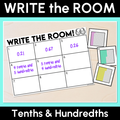 Resource preview 1 for Write the Room - Decimals: Tenths & Hundredths