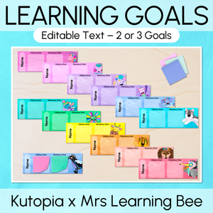 Student Learning Goals - Editable Post-It Goal Mats - The Kutopia Collection