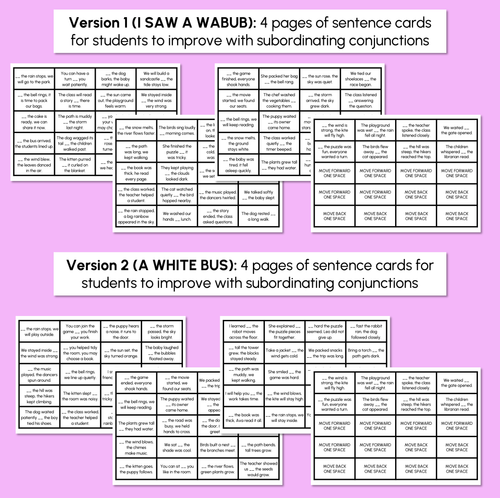 Resource preview 3 for Subordinating Conjunctions Board Game