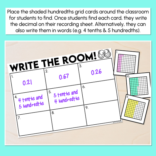Resource preview 2 for Write the Room - Decimals: Tenths & Hundredths