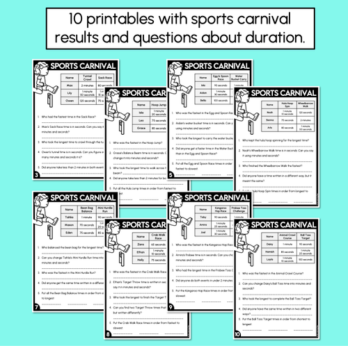 Resource preview 2 for Sports Carnival Duration Printables