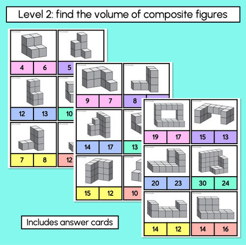 Resource preview 3 for Volume Clip Cards – Composite Figures (2 Levels)