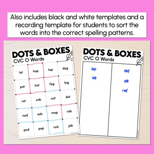 Resource preview 3 for Dots and Boxes Phonics Game - CVC O Words