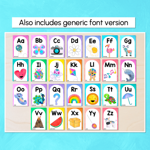 Resource preview 3 for Alphabet Posters - The Kutopia Collection - Watercolour Rainbow with Watercolour Images