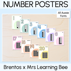 NUMBER POSTERS 1-30 - The Brentos Collection - Pastel Rainbow