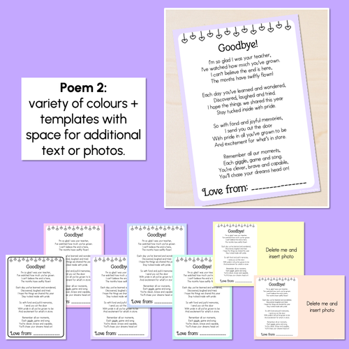 Resource preview 3 for End of Year Farewell Poem Templates - Farewell Gifts for Students