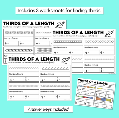 Resource preview 3 for Thirds of a Length - Fractions Worksheets
