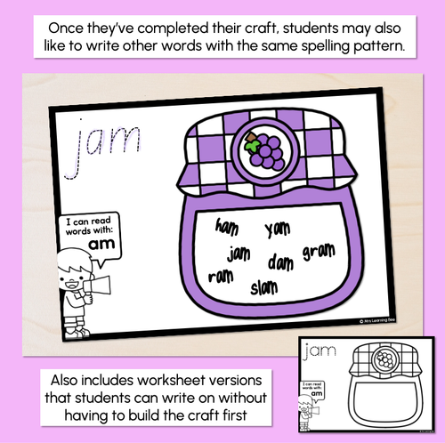 Resource preview 3 for CVC Word Crafts - AM Words - Build a JAM