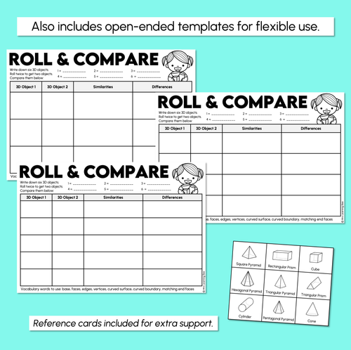 Resource preview 4 for Roll & Compare - Comparing 3D Objects Activity