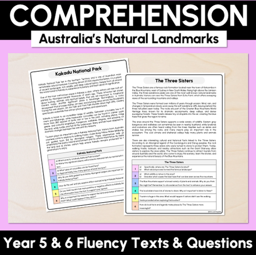 Resource preview 1 for Year 5 & 6 Fluency Texts & Comprehension Questions - Australia's Natural Landmarks