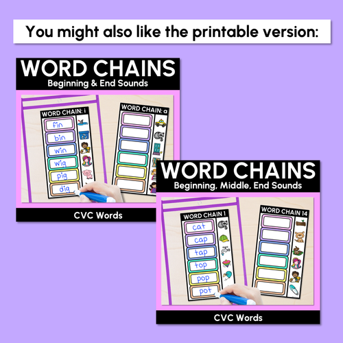 Resource preview 4 for CVC Word Chains for Beginning, Middle & End Sounds - Decodable PowerPoint