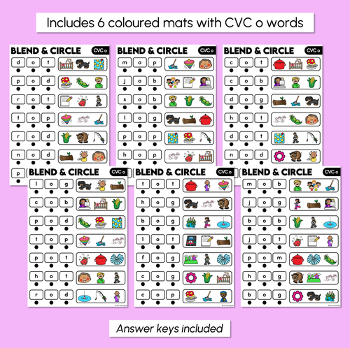 Resource preview 3 for Blend & Circle - CVC O Words Blending Mats