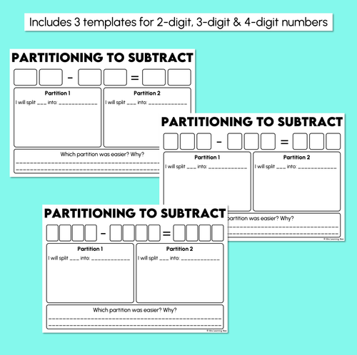 Resource preview 3 for Subtraction Partitioning - Partition to Subtract Mats