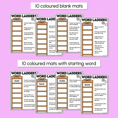 Resource preview 3 for Word Ladders - Find the Clue - Long Vowel O Words