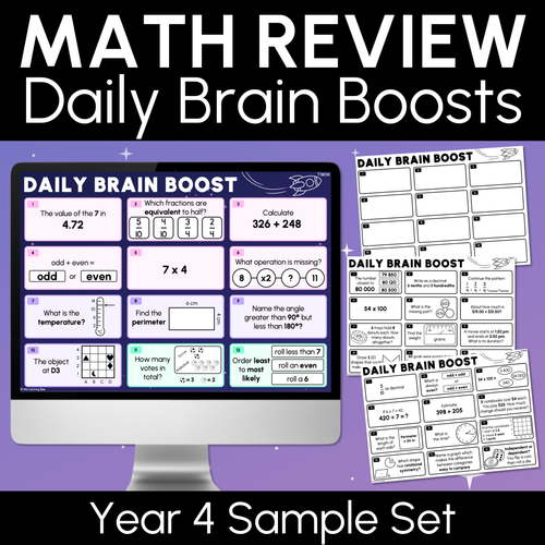 Resource preview 1 for Year 4 Maths Review - Daily Brain Boosts - Sample Set