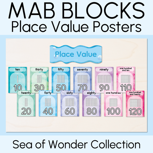 Resource preview 1 for MAB Blocks Place Value Posters - The Sea of Wonder Collection - Calming Classroom Decor