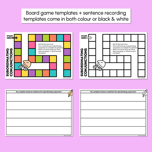 Resource preview 4 for Subordinating Conjunctions Board Game