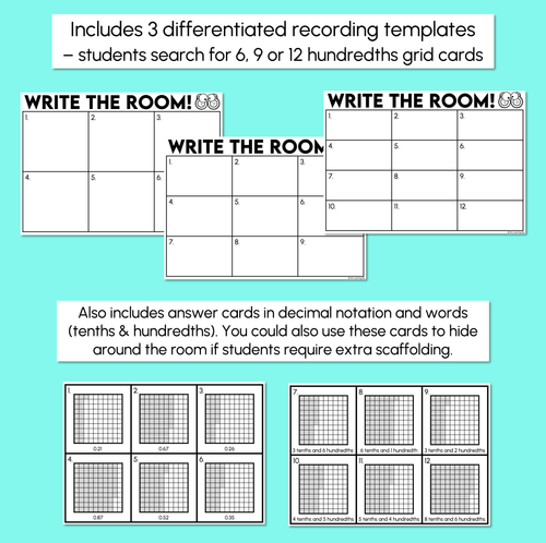 Resource preview 3 for Write the Room - Decimals: Tenths & Hundredths