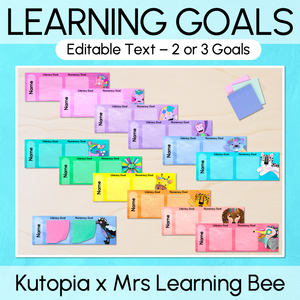 Student Learning Goals - Editable Post-It Goal Mats - The Kutopia Collection