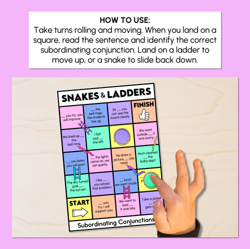 Resource preview 2 for Subordinating Conjunctions Snakes & Ladders