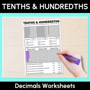 Tenths & Hundredths - Decimals Worksheet