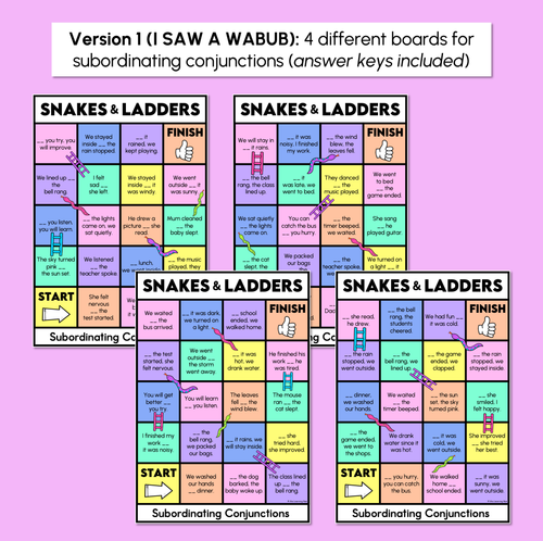 Resource preview 3 for Subordinating Conjunctions Snakes & Ladders