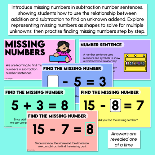 Resource preview 2 for Missing Numbers - 3-Digit Subtraction Problems - Teaching Slides